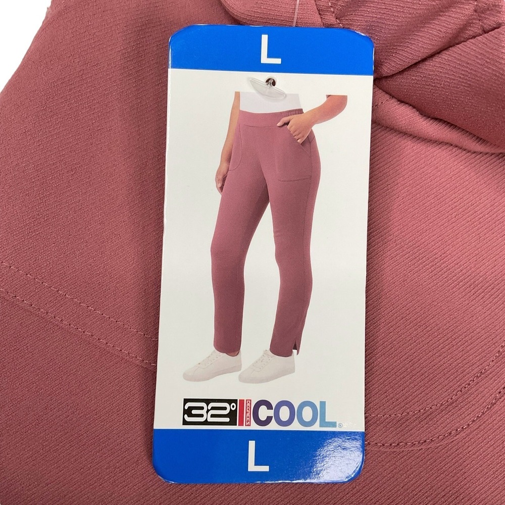 32 Degrees‎ Pants Women Large Pink Activewear Elastic Waist Taper Pull On NWT